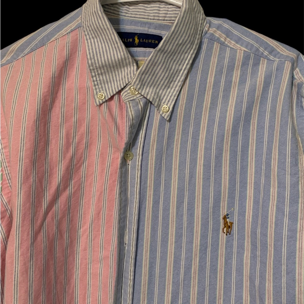 Vintage pastel striped Ralph Lauren polo button up shirt. Size XL.